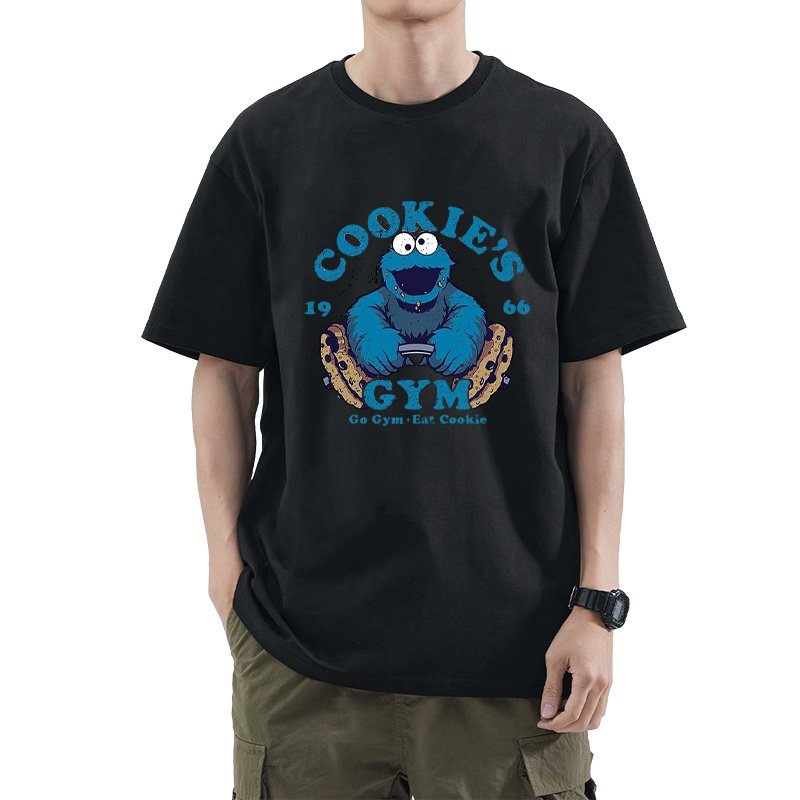 画像6: unisex Sesame Street Cookie MonsterT-shirt  セサミストリートクッキーモンスタープリント 半袖ラウンドネック Tシャツ ユニセックス 男女兼用 (6)