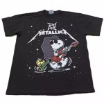 画像1: unisex Metallica x Snoopy T-shirt  joint vintage stylePrint  T-Shirt  メタリカ ×スヌーピー ヴィンテージスタイルプリント 半袖ラウンドネック Tシャツ ユニセックス 男女兼用 バンドT (1)
