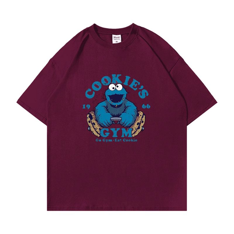 画像3: unisex Sesame Street Cookie MonsterT-shirt  セサミストリートクッキーモンスタープリント 半袖ラウンドネック Tシャツ ユニセックス 男女兼用 (3)