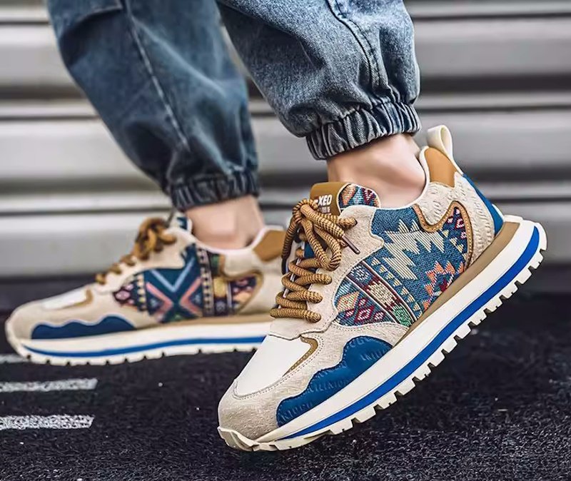 画像7: Ethnic Gobelin and Leather Lace-up sneaker shoes　エスニックゴブラン織り＆レザー ユニセックス 男女兼用レースアップスニーカー (7)