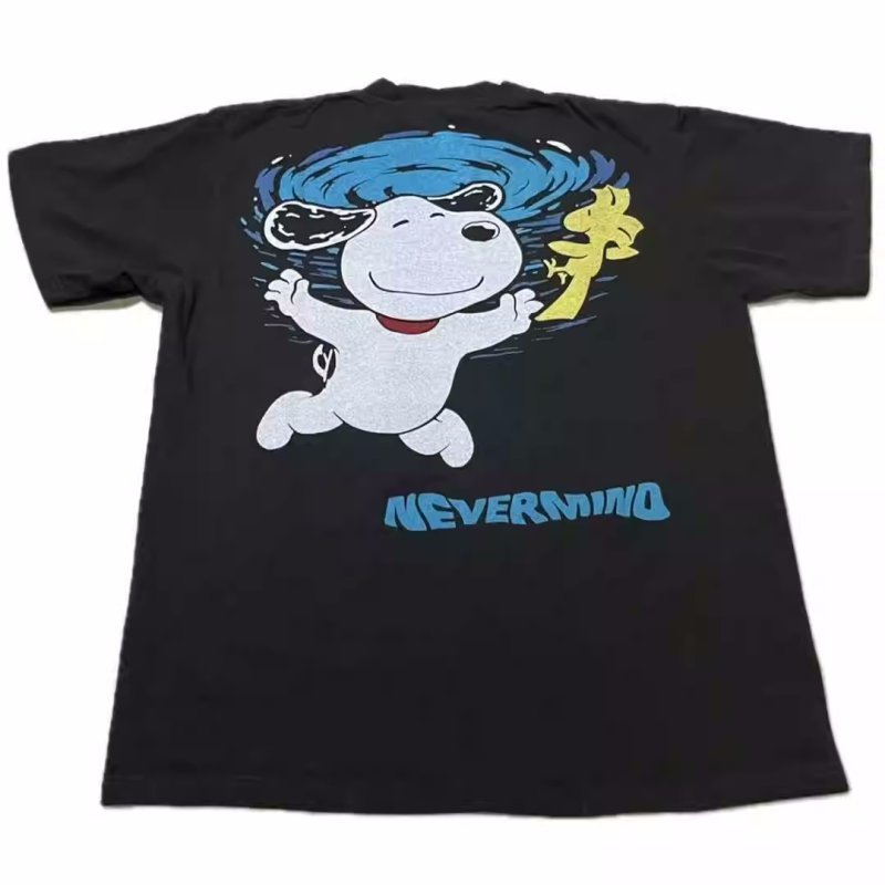 画像2: unisex  Nirvana x Snoopy joint vintage stylePrint  T-Shirt  ニルヴァーナ ×スヌーピー ヴィンテージスタイルプリント 半袖ラウンドネック Tシャツ ユニセックス 男女兼用 バンドT (2)