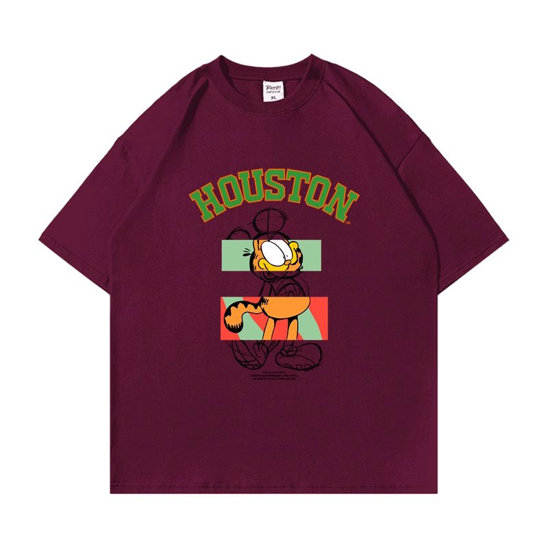 画像5: unisex houston garfield print  T-shirt  ヒューストンガーフィールドプリント 半袖ラウンドネック Tシャツ ユニセックス 男女兼用 (5)