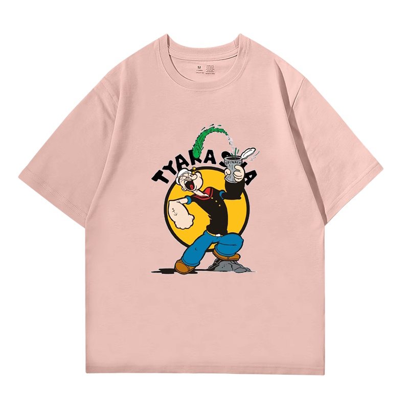 画像9: unisex Popeye print  T-shirt  ポパイプリント 半袖ラウンドネック Tシャツ ユニセックス 男女兼用 (9)