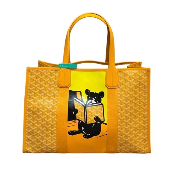 画像1: New EMO Dog graffiti painting herringbone shopping Tote Bag  ドッグ ペイント トートバッグ ヘリンボーン柄 (1)