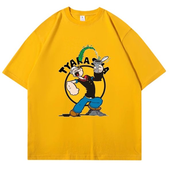 画像1: unisex Popeye print  T-shirt  ポパイプリント 半袖ラウンドネック Tシャツ ユニセックス 男女兼用 (1)
