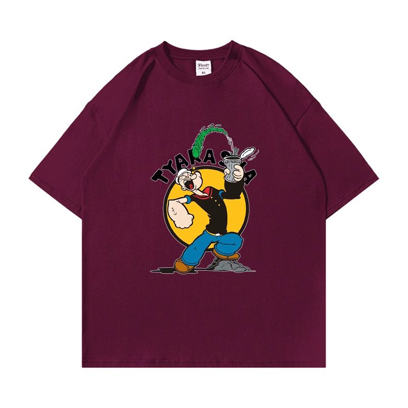 画像6: unisex Popeye print  T-shirt  ポパイプリント 半袖ラウンドネック Tシャツ ユニセックス 男女兼用 (6)