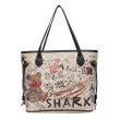 画像1: Bear graphic paint drawstring EMO graffiti signature painting tote bag ベア グラフィック ペイント シグネチャー 巾着トートショルダーバッグ (1)