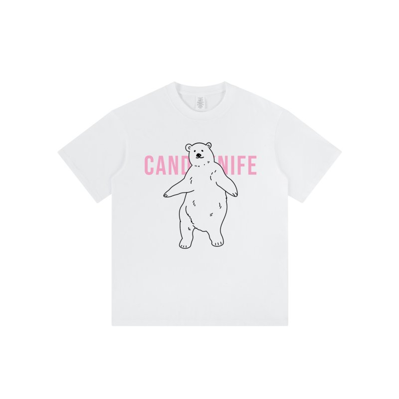 画像2: unisex Summer Bear Printed print  T-shirt   サマーベア熊プリント 半袖ラウンドネック Tシャツ ユニセックス 男女兼用 (2)