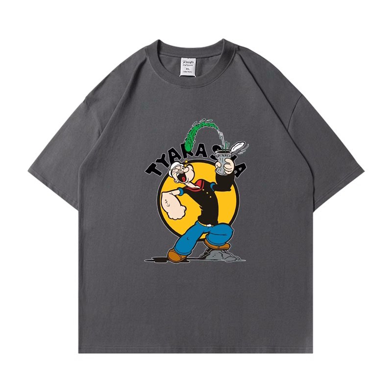 画像7: unisex Popeye print  T-shirt  ポパイプリント 半袖ラウンドネック Tシャツ ユニセックス 男女兼用 (7)