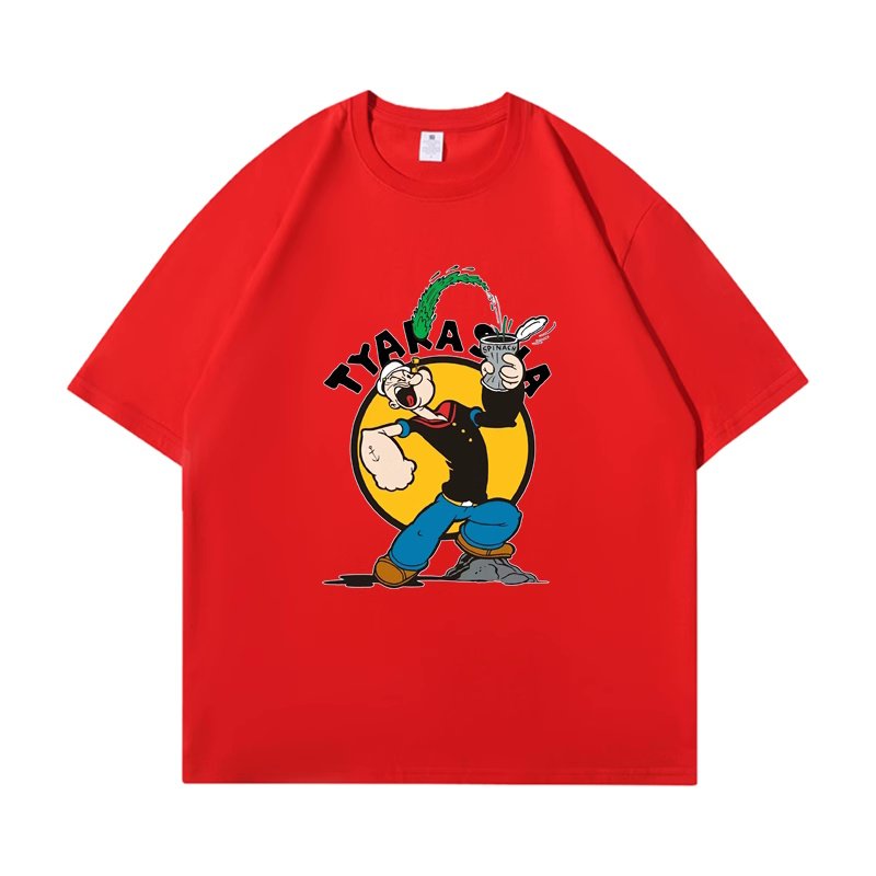 画像8: unisex Popeye print  T-shirt  ポパイプリント 半袖ラウンドネック Tシャツ ユニセックス 男女兼用 (8)