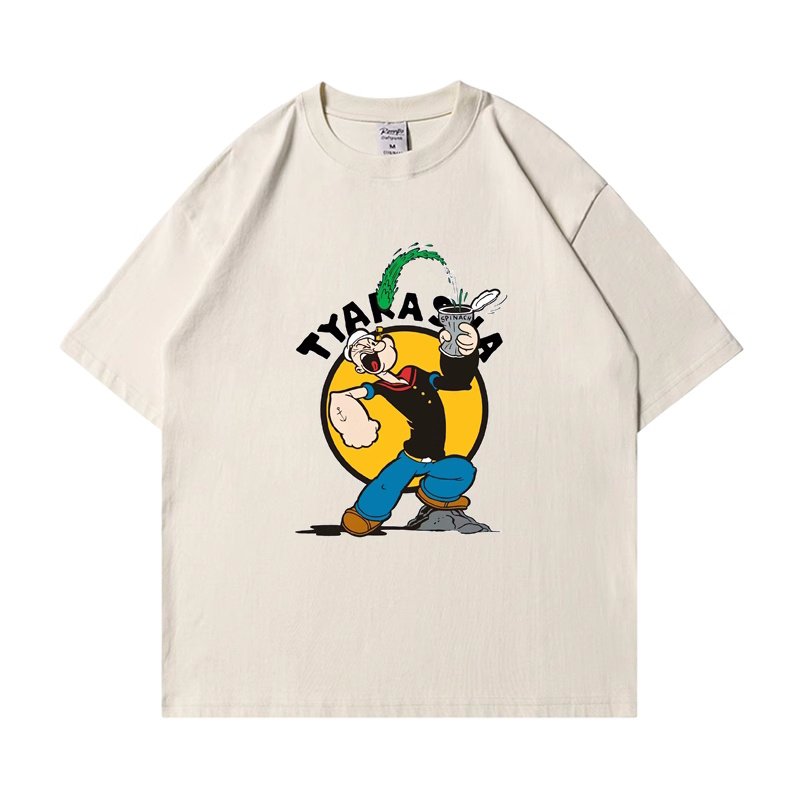 画像4: unisex Popeye print  T-shirt  ポパイプリント 半袖ラウンドネック Tシャツ ユニセックス 男女兼用 (4)