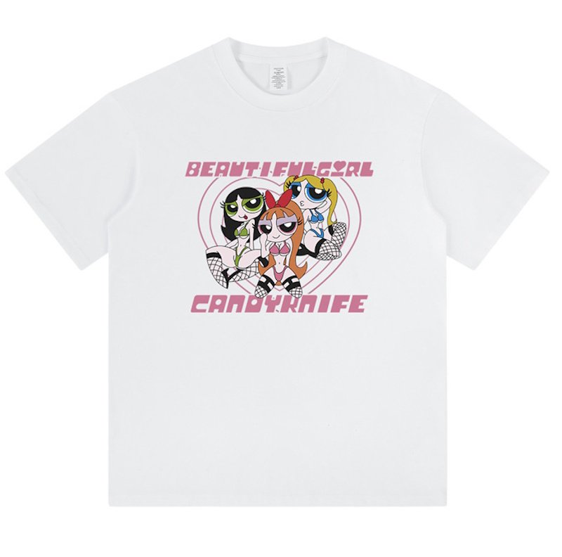 画像2: unisex Beautiful Girl Printed print  T-shirt   　ビューティフルガールプリント 半袖ラウンドネック Tシャツ ユニセックス 男女兼用 (2)