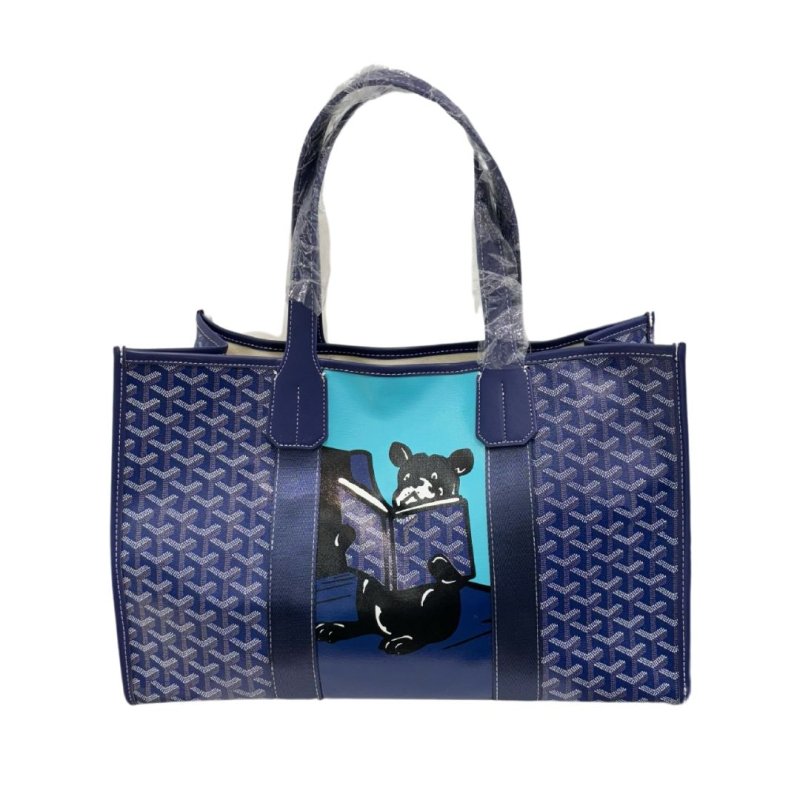 画像5: New EMO Dog graffiti painting herringbone shopping Tote Bag  ドッグ ペイント トートバッグ ヘリンボーン柄 (5)
