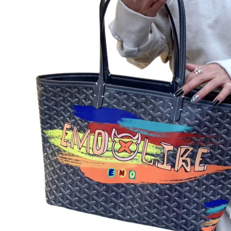 画像6: New EMO graffiti painting elements Cartoon shopping  shoulder portable Tote Bag  ペイント トートショルダーショッピングバッグ (6)