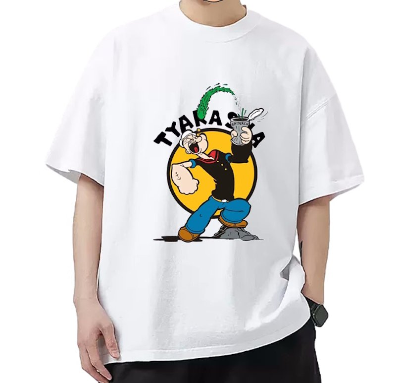 画像3: unisex Popeye print  T-shirt  ポパイプリント 半袖ラウンドネック Tシャツ ユニセックス 男女兼用 (3)