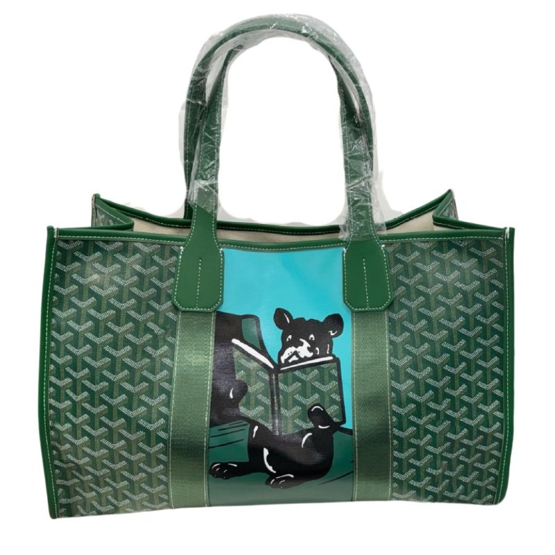 画像3: New EMO Dog graffiti painting herringbone shopping Tote Bag  ドッグ ペイント トートバッグ ヘリンボーン柄 (3)