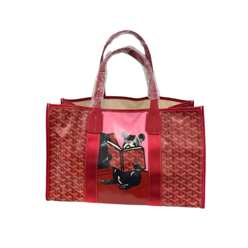 画像4: New EMO Dog graffiti painting herringbone shopping Tote Bag  ドッグ ペイント トートバッグ ヘリンボーン柄 (4)