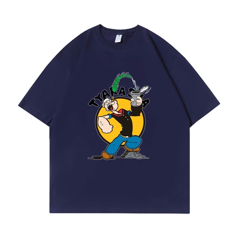 画像5: unisex Popeye print  T-shirt  ポパイプリント 半袖ラウンドネック Tシャツ ユニセックス 男女兼用 (5)
