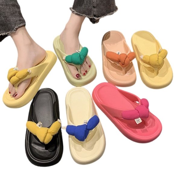 画像1: Soft Sole Thong Down Ribbon Sandals Slippers Beach Shower Sandals　ソフトソールトングダウンリボンサンダルスリッパ　ビーチシャワーサンダル (1)