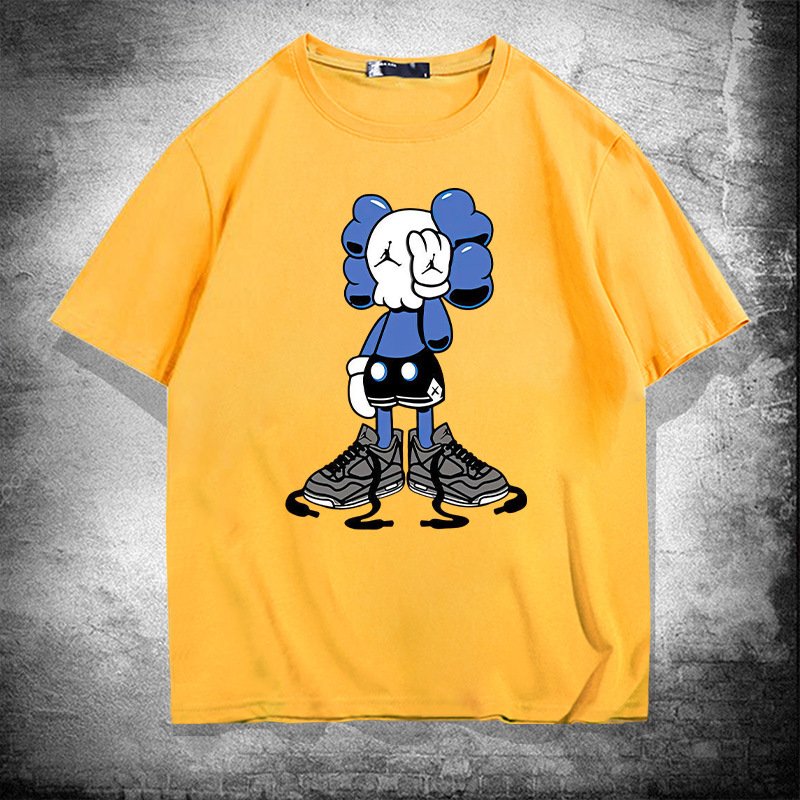 画像4: unisex  One-Eyed Blindfolded Kaws Print   T-shirt   片目目隠しカウズプリント 半袖ラウンドネック Tシャツ ユニセックス 男女兼用 (4)