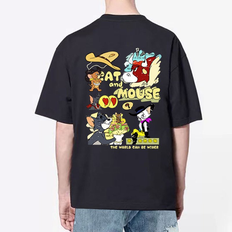 画像11: unisex American Retro Tom and Jerry  Print   T-shirt   　アメリカンレトロトムとジェリートム&ジェリープリント 半袖ラウンドネック Tシャツ ユニセックス 男女兼用 (11)