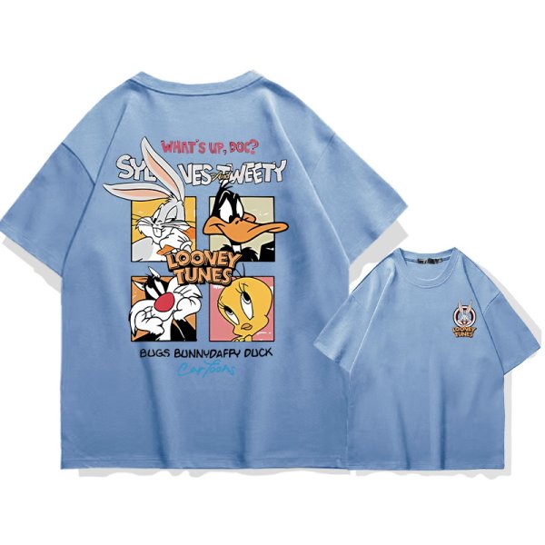 画像1: unisex Box Looney Tunes Bugs Bunny Print   T-shirt   　ボックスルーニー・テューンズ バッグスバニープリント 半袖ラウンドネック Tシャツ ユニセックス 男女兼用 (1)