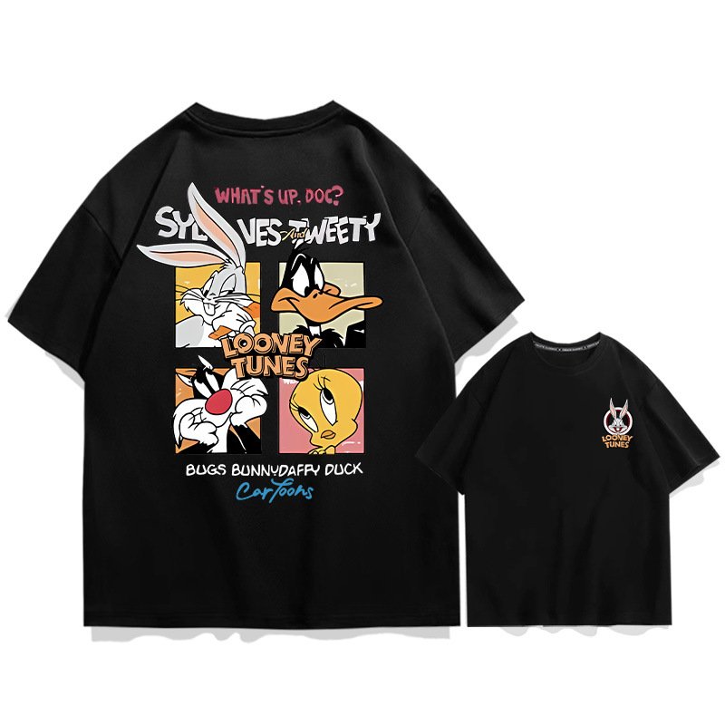 画像3: unisex Box Looney Tunes Bugs Bunny Print   T-shirt   　ボックスルーニー・テューンズ バッグスバニープリント 半袖ラウンドネック Tシャツ ユニセックス 男女兼用 (3)