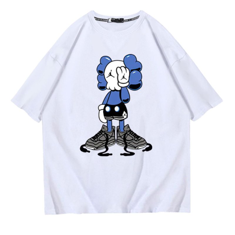 画像2: unisex  One-Eyed Blindfolded Kaws Print   T-shirt   片目目隠しカウズプリント 半袖ラウンドネック Tシャツ ユニセックス 男女兼用 (2)