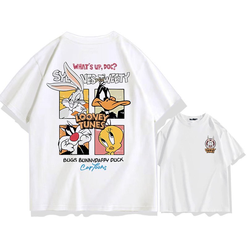 画像2: unisex Box Looney Tunes Bugs Bunny Print   T-shirt   　ボックスルーニー・テューンズ バッグスバニープリント 半袖ラウンドネック Tシャツ ユニセックス 男女兼用 (2)