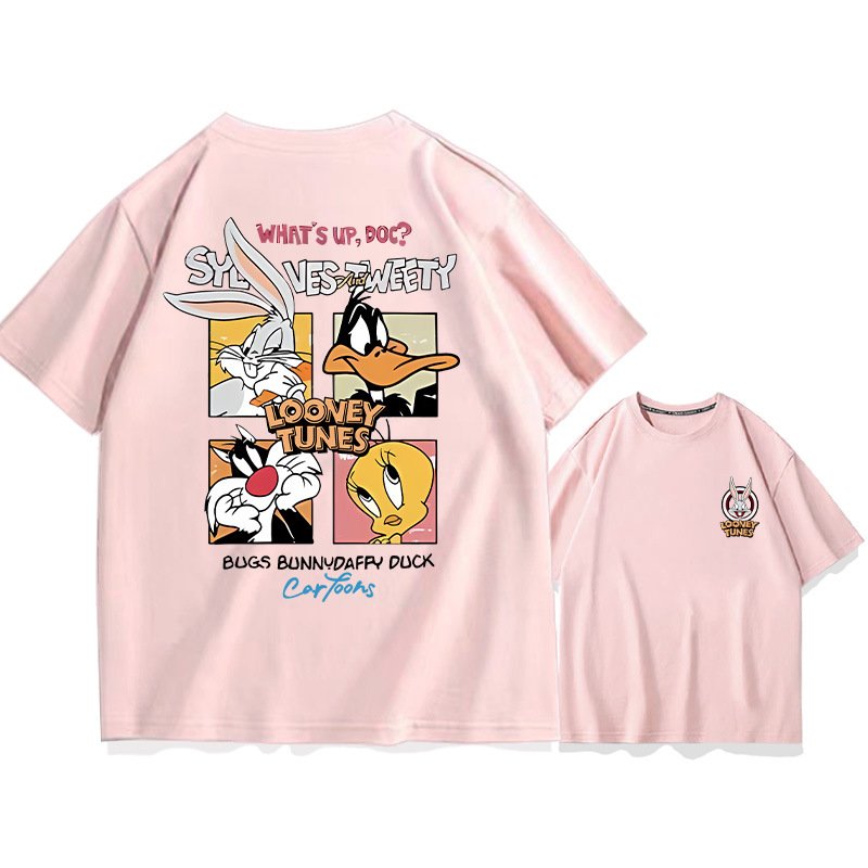 画像10: unisex Box Looney Tunes Bugs Bunny Print   T-shirt   　ボックスルーニー・テューンズ バッグスバニープリント 半袖ラウンドネック Tシャツ ユニセックス 男女兼用 (10)