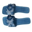 画像1: Denim star distressed flat sandals slippers　デニムスターダメージフラットサンダルスリッパ　 (1)