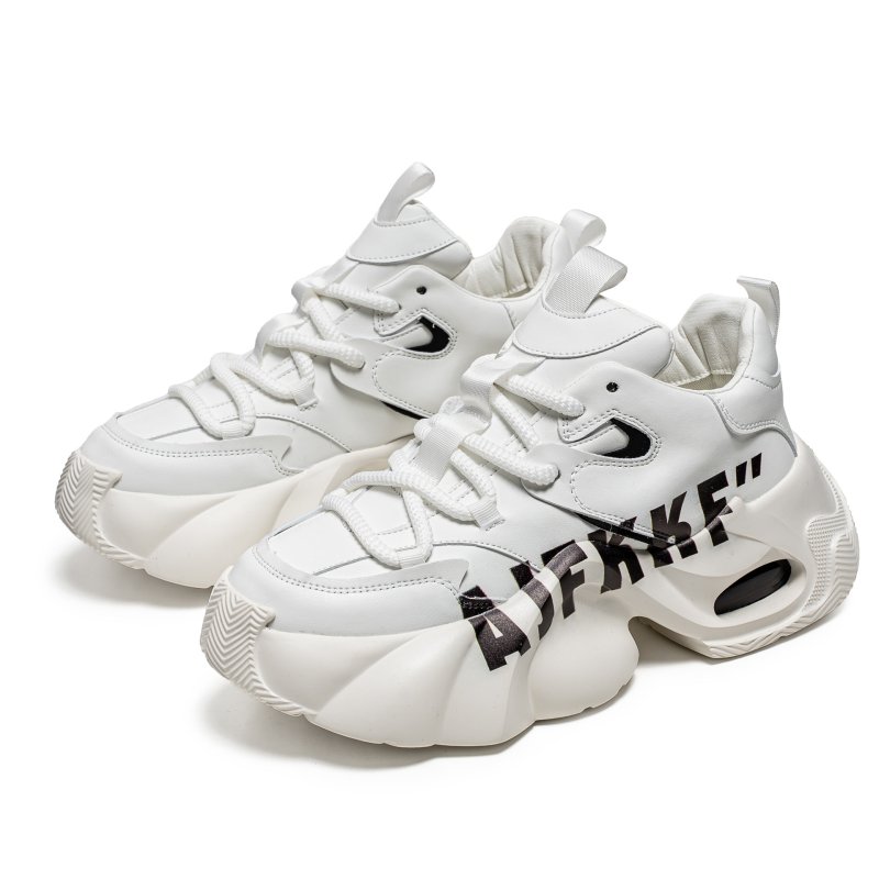 画像3: Alphabet Logo Leather Lace Up Dad Sneaker Shoes　アルファベットロレザー ユニセックス 男女兼用レースアップスニーカー (3)