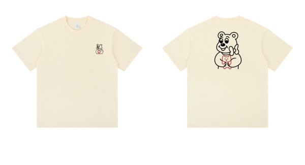 画像1: unisex  Babysitting Stylish Bear print  T-shirt   子守りスタイリッシュベアプリント 半袖ラウンドネック Tシャツ ユニセックス 男女兼用 (1)
