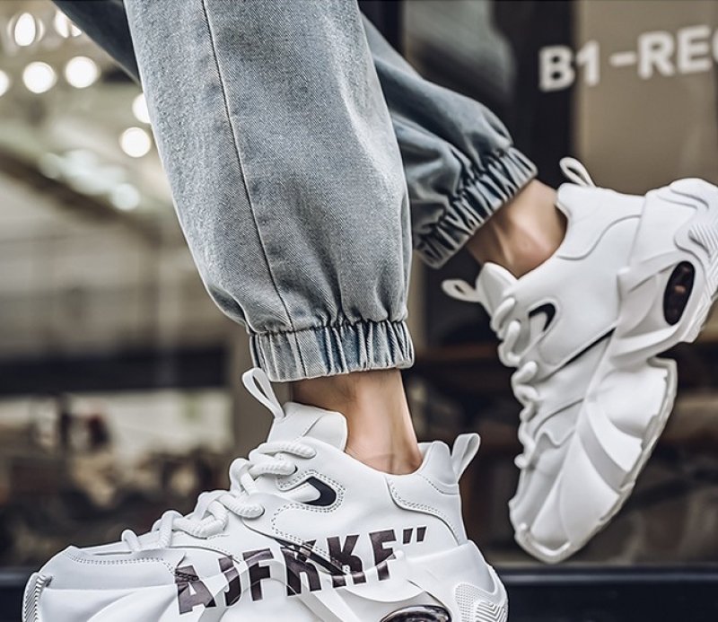 画像4: Alphabet Logo Leather Lace Up Dad Sneaker Shoes　アルファベットロレザー ユニセックス 男女兼用レースアップスニーカー (4)