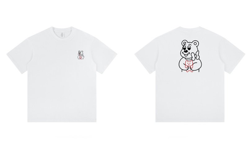 画像2: unisex  Babysitting Stylish Bear print  T-shirt   子守りスタイリッシュベアプリント 半袖ラウンドネック Tシャツ ユニセックス 男女兼用 (2)