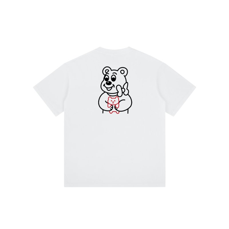 画像4: unisex  Babysitting Stylish Bear print  T-shirt   子守りスタイリッシュベアプリント 半袖ラウンドネック Tシャツ ユニセックス 男女兼用 (4)