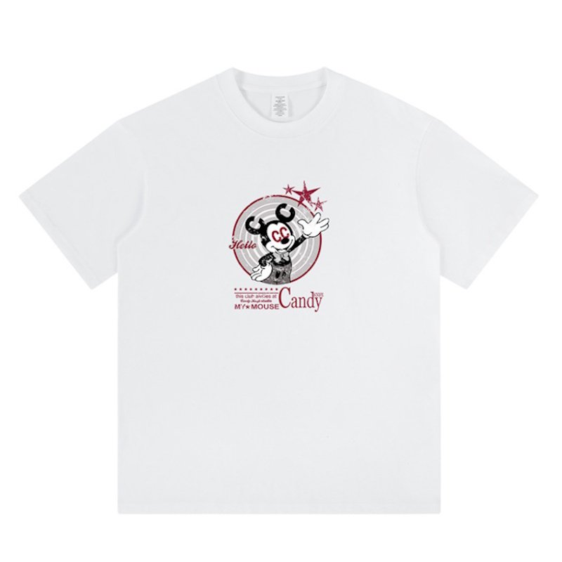 画像1: unisex CC Old Mickey Mouse  print  T-shirt  CCオールドミッキーマウス プリント 半袖ラウンドネック Tシャツ ユニセックス 男女兼用 (1)