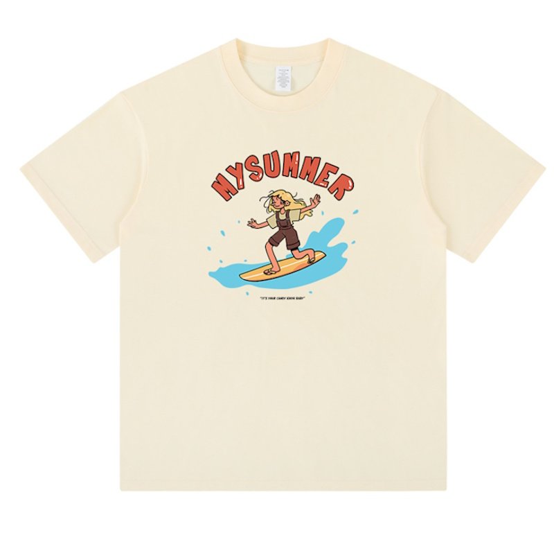 画像3: unisex Summertime Surfer Girl  print  T-shirt   サマータイム　サーファーガールプリント 半袖ラウンドネック Tシャツ ユニセックス 男女兼用 (3)