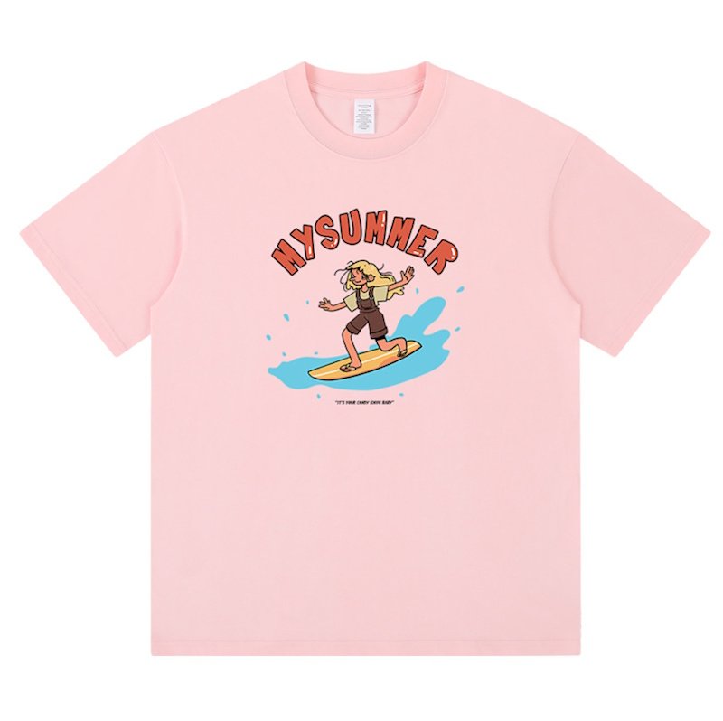 画像5: unisex Summertime Surfer Girl  print  T-shirt   サマータイム　サーファーガールプリント 半袖ラウンドネック Tシャツ ユニセックス 男女兼用 (5)