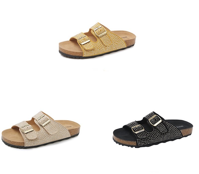 画像4: Thick Rhinestone Soft Sole Sandals Slippers 　プラットフォーム厚底ラインストーンベルトサンダルスリッパ (4)