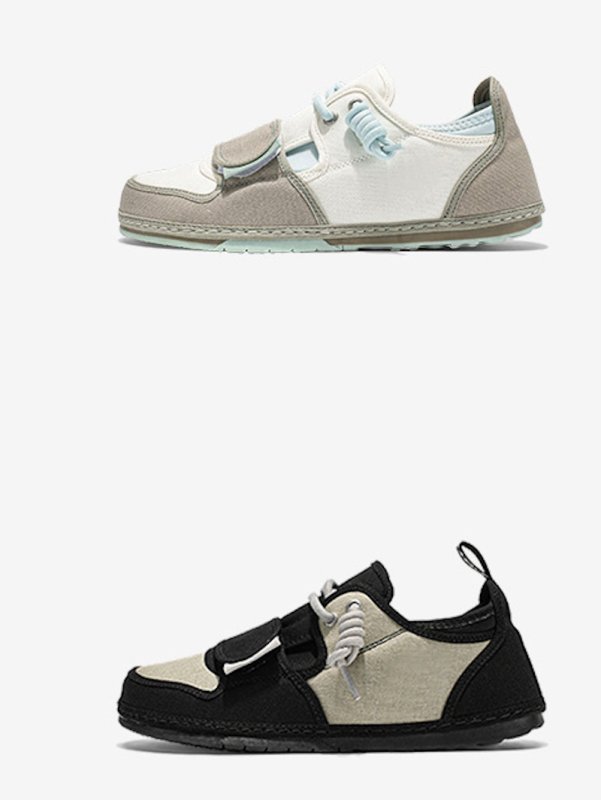 画像5: Velcro and lace-up bicolor canvas  Sneaker Shoes　ユニセックス 男女兼用ベルクロ＆レースアップバイカラーキャンバススニーカー (5)