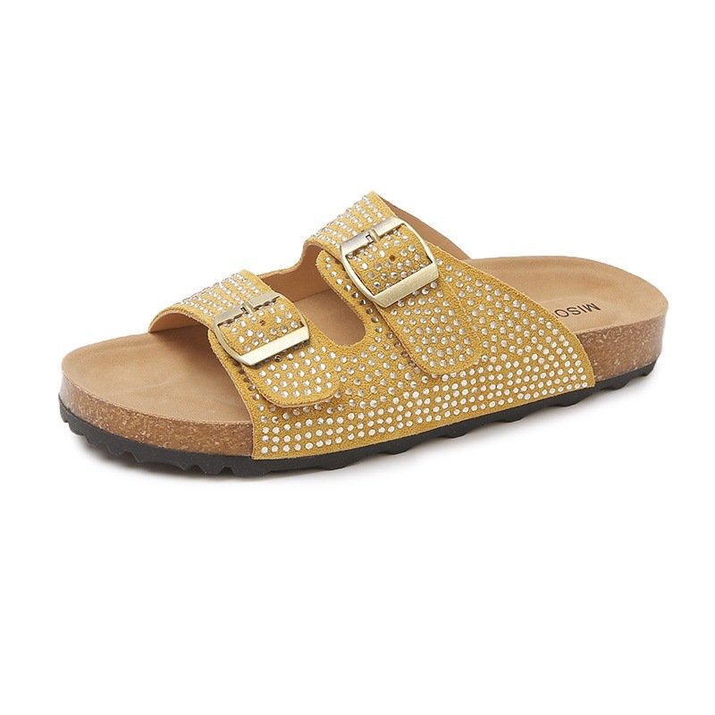 画像3: Thick Rhinestone Soft Sole Sandals Slippers 　プラットフォーム厚底ラインストーンベルトサンダルスリッパ (3)