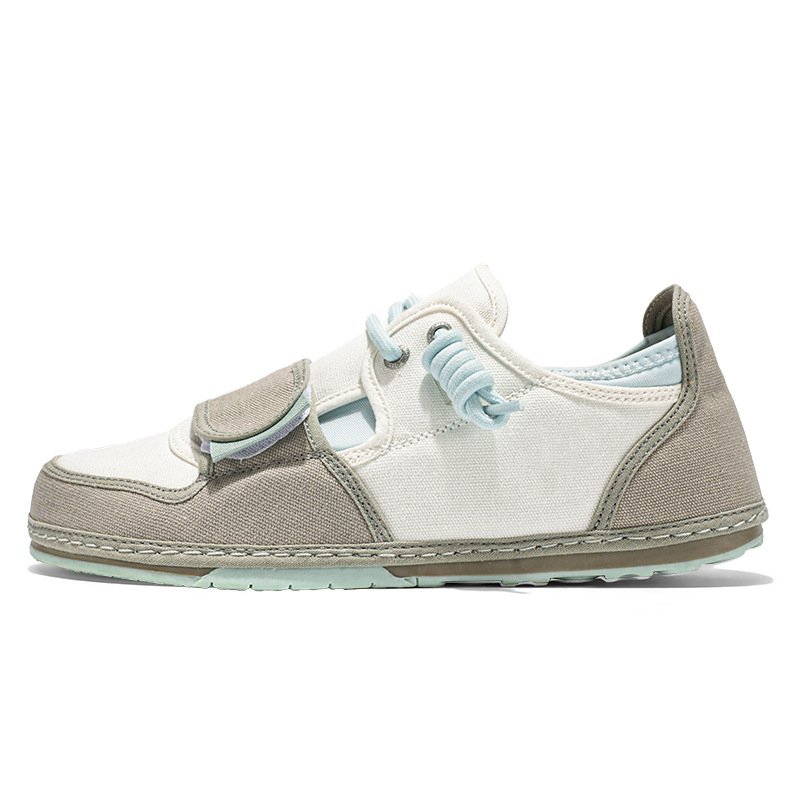 画像4: Velcro and lace-up bicolor canvas  Sneaker Shoes　ユニセックス 男女兼用ベルクロ＆レースアップバイカラーキャンバススニーカー (4)