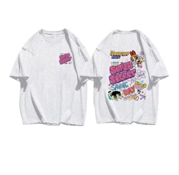 画像1: powerful girls print Tshirts 　男女兼用 パワフルガールズコミックプリント 半袖 Tシャツ (1)