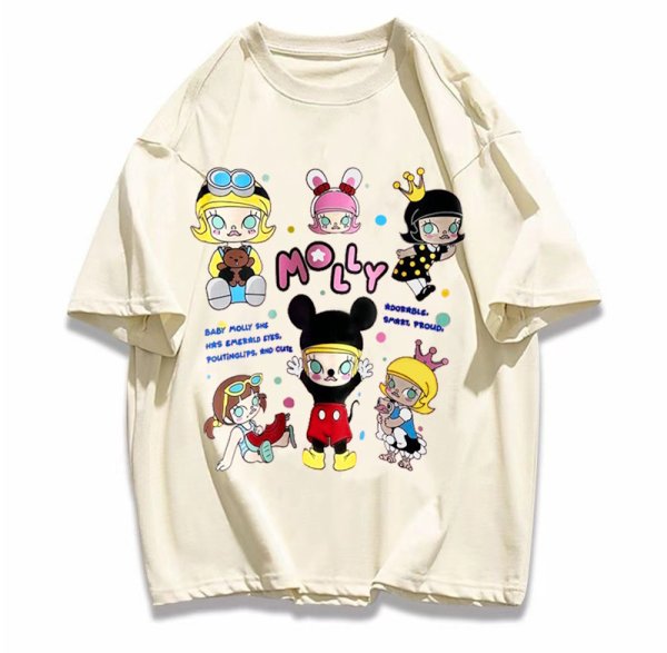 画像1: Pop Mart Molly Mickey Costume print Tshirts 　男女兼用ポップマートモリ―ミッキーコスチュームコミックプリント 半袖 Tシャツ (1)