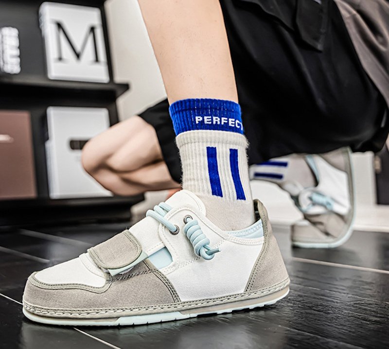 画像6: Velcro and lace-up bicolor canvas  Sneaker Shoes　ユニセックス 男女兼用ベルクロ＆レースアップバイカラーキャンバススニーカー (6)