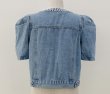 画像3: Women's Puff gathered sleeve pearl denim jacket outer 　パフギャザースリーブパール付き デニムジャケットジャケットアウター (3)