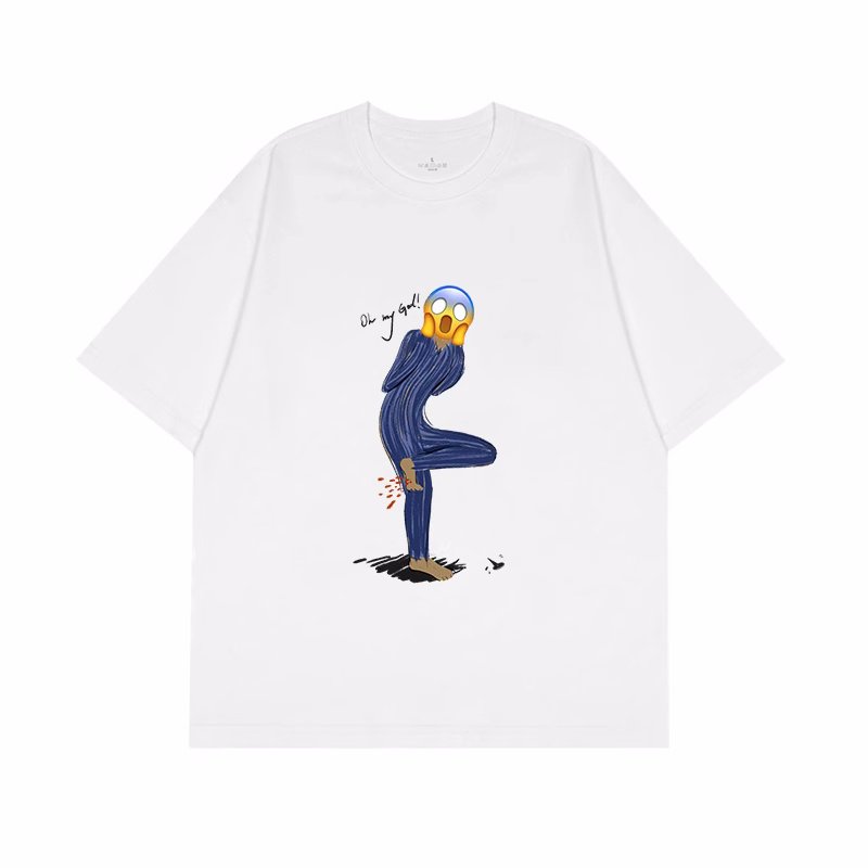 画像2: unisex OH MY GOD Scream print  T-shirt   　OH MY GODスクリーム プリント 半袖ラウンドネック Tシャツ ユニセックス 男女兼用 (2)