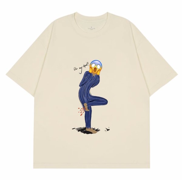 画像1: unisex OH MY GOD Scream print  T-shirt   　OH MY GODスクリーム プリント 半袖ラウンドネック Tシャツ ユニセックス 男女兼用 (1)