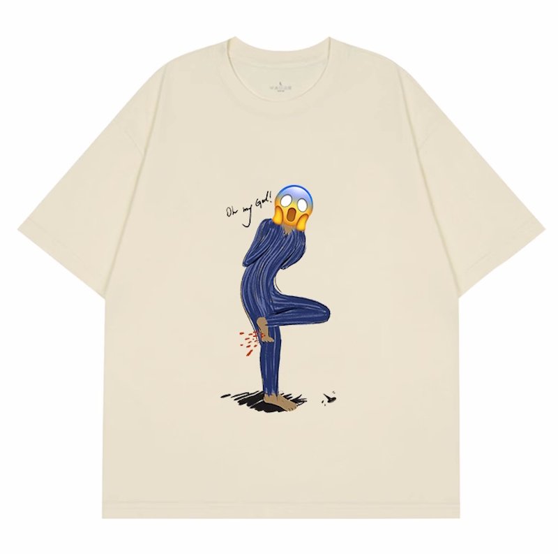 画像1: unisex OH MY GOD Scream print  T-shirt   　OH MY GODスクリーム プリント 半袖ラウンドネック Tシャツ ユニセックス 男女兼用 (1)